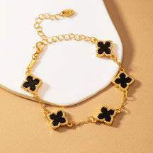 1pc Pulseira Elegante de Trevo da Sorte - Corrente Dourada com Esmalte Vermelho, Perfeita para Dia dos Namorados, Dia das Mães, Agradecimento a Professores e Presentes de Volta às Aulas, Presente de Agradecimento a Professores|Design Elegante de Pulseira|Pulseira de Corrente Durável