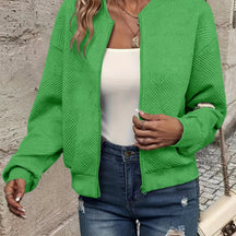 Elegant Solid Color Zipper Cardigan Jacket