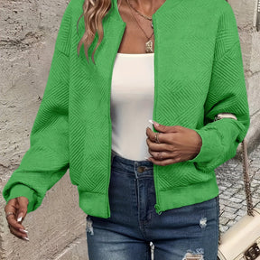 Elegant Solid Color Zipper Cardigan Jacket