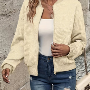 Elegant Solid Color Zipper Cardigan Jacket