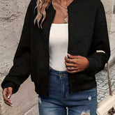 Elegant Solid Color Zipper Cardigan Jacket