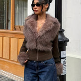 Elegant Faux Fur Trimmed Women's Jacket