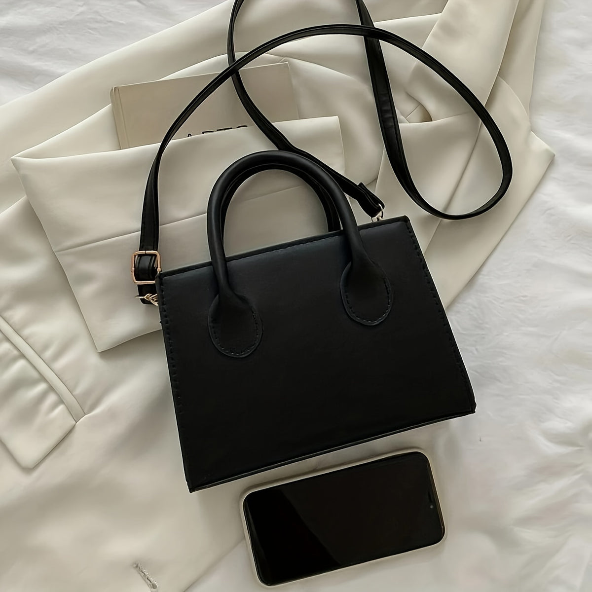 Bolsa De Mão Quadrada Na Moda Para Mulheres, Bolsa Transversal Mini Simples, Bolsa De Ombro Com Alça Superior Minimalista