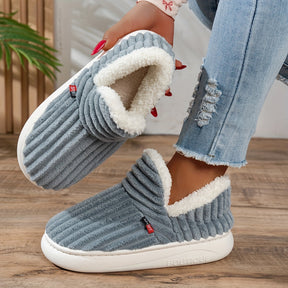 Sapatos de Inverno Femininos com Forro de Pelúcia e Sola Grossa para Uso Interno, Chinelos Masculinos com Salto, Sapatos Femininos de Comércio Exterior, Novo Estilo Transfronteiriço
