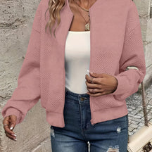 Elegant Solid Color Zipper Cardigan Jacket