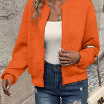 Elegant Solid Color Zipper Cardigan Jacket
