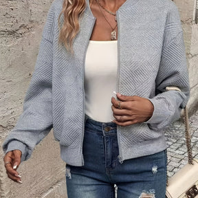 Elegant Solid Color Zipper Cardigan Jacket